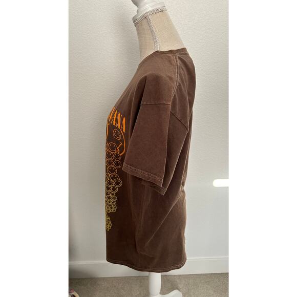 Nirvana Tan Smiley Face Graphic Band Tee - L - Picture 2 of 4